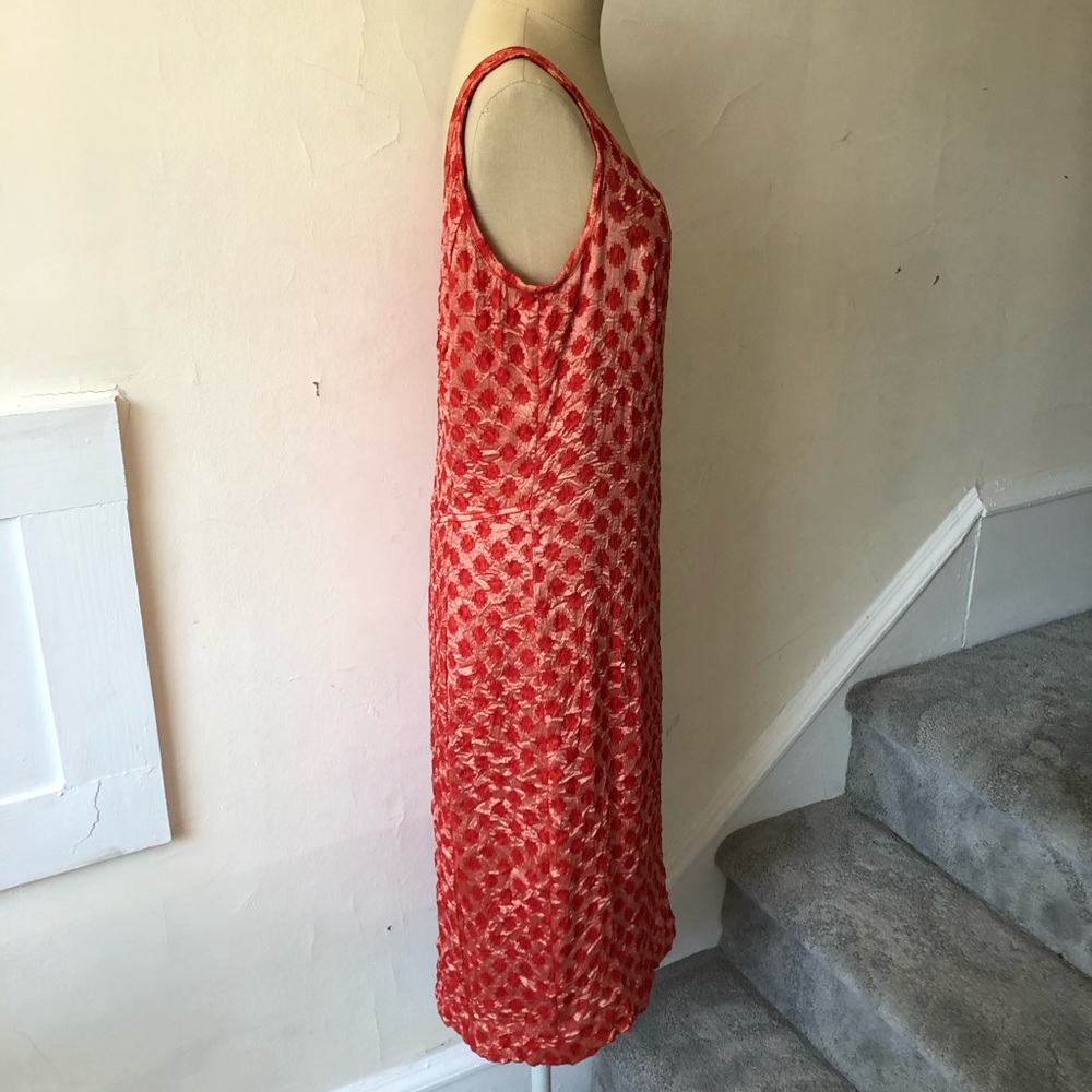 Piazza Sempione Red Crinkle Silk Burnout Dress - Picture 4 of 10
